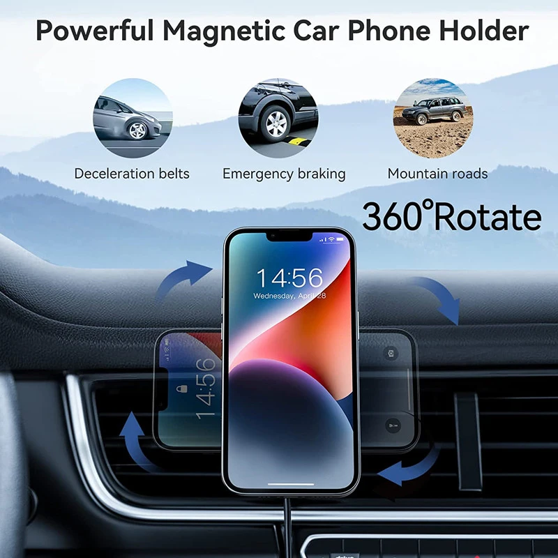 Wireless Car Charger Mount Fast Charging - Carregador sem fio magnético para carro,