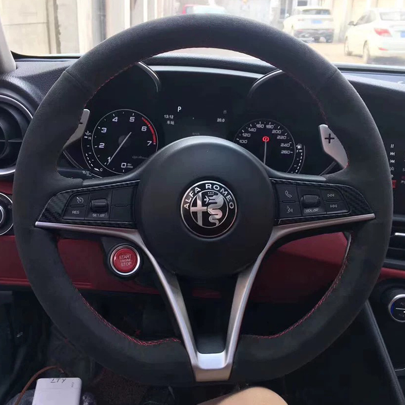 Para Alfa Romeo Giulia Stelvio - Car Steering Wheel Cover Anti Slip Breathable avaliação e preço