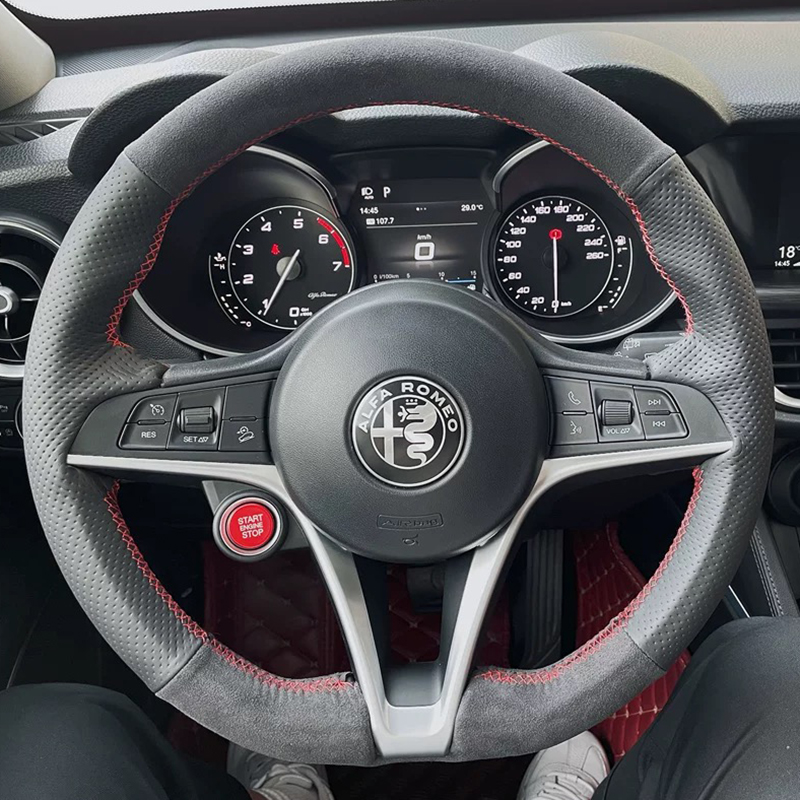 Para Alfa Romeo Giulia Stelvio - Car Steering Wheel Cover Anti Slip Breathable avaliação e preço